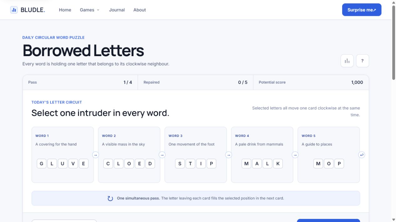 Screenshot of Borrowed Letters gameplay