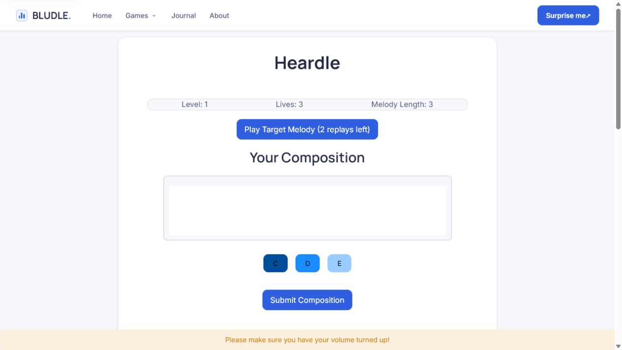 Screenshot of Heardle gameplay