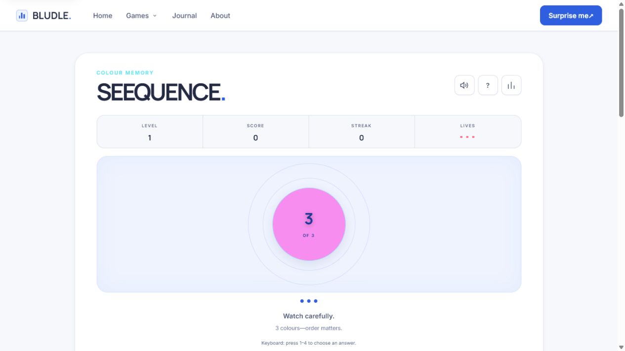 Screenshot of Seequence gameplay