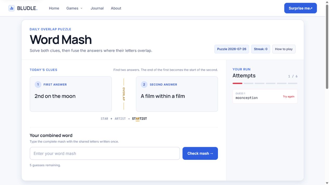 Screenshot of Word Mash gameplay